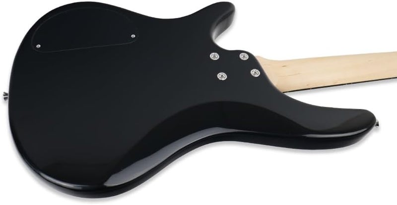 demusea electric bass guitar full size standard 4strings glossy black 34inch scale length 24frets maple neck phoenix body fixed bridge 2V 2T control for beginner starter practice show (BK-YIB30) - Image 5